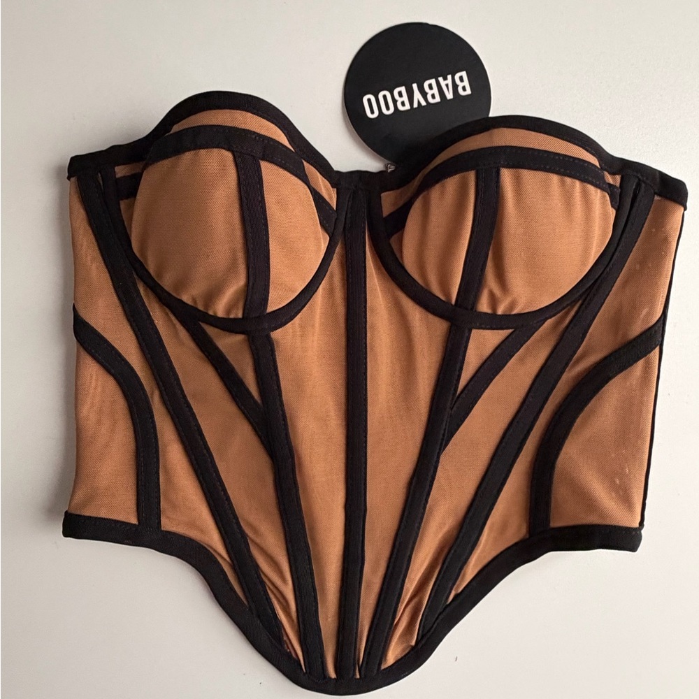 BABYBOO Tan and Black Structured Corset Bra